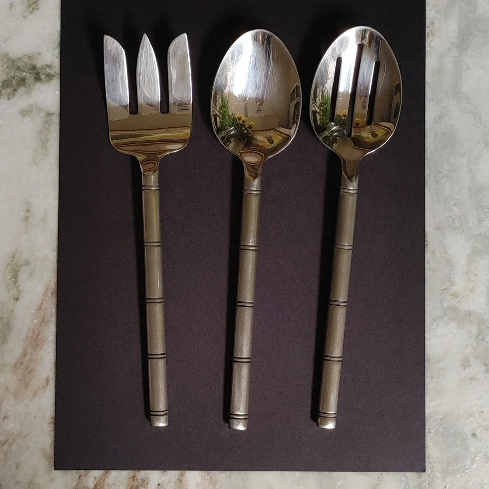 Pier 1 Stainless Steel Bamboo Design Serving Flatware
